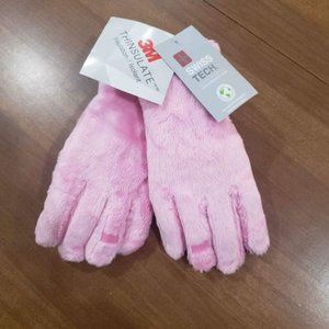 NWT Swiss Tech Girls Thinsulate Lined Waterproof Plush Pink Fleece Ski Glove
